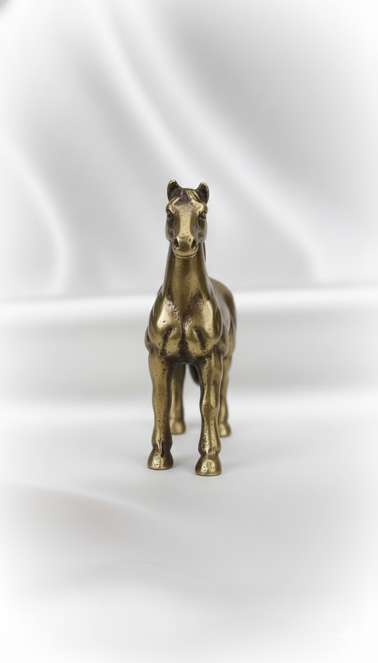 1 pc Antique Brass War Horse Desk Decoration | Chinese Zodiac 2026 Mascot Copper Figurine New Year Gift