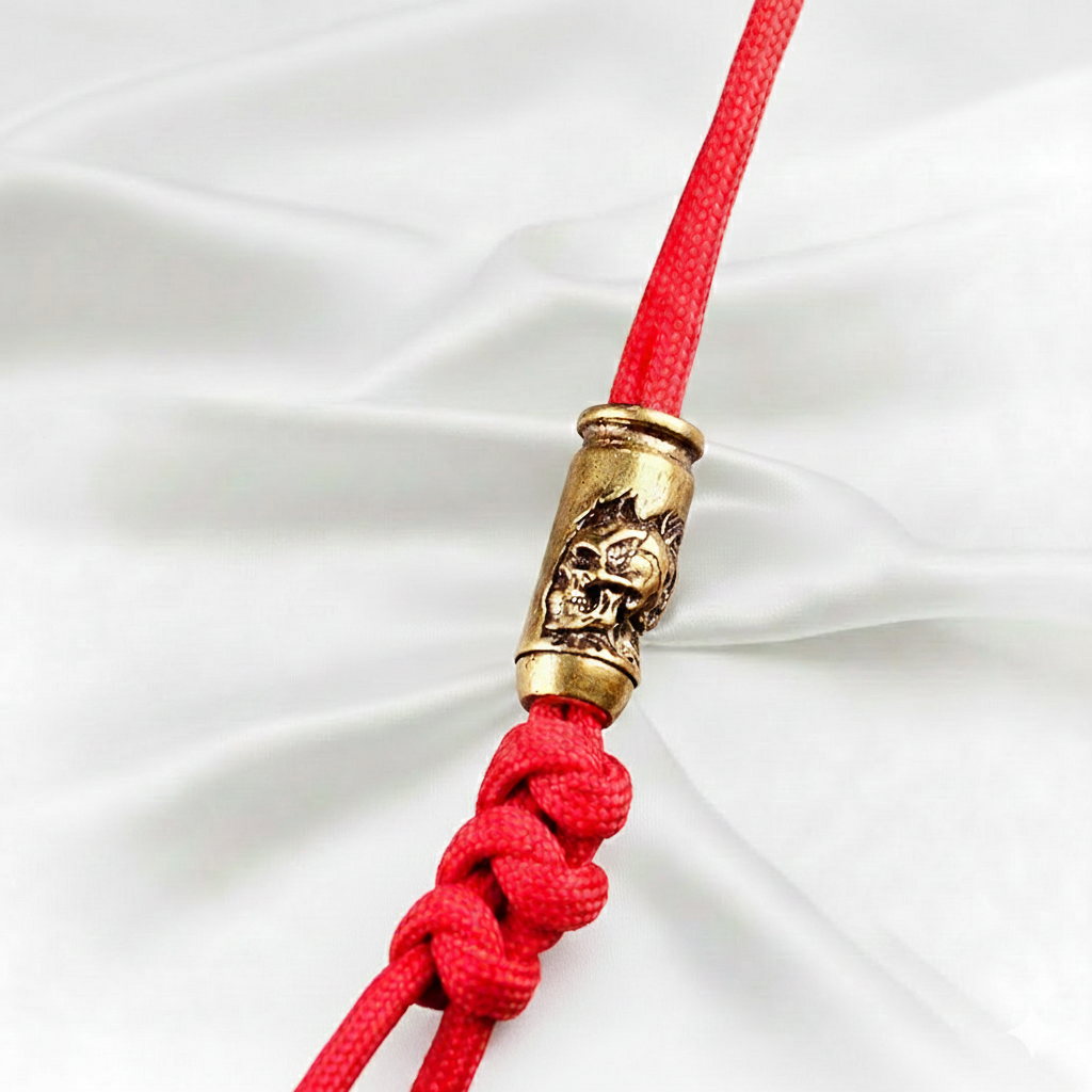 1 Pc Skull Cross Bullet Knife Drop Brass Bead – EDC Paracord Bracelet Lanyard Pendant | DIY Knife Beads, Fidget & Tactical Accessories