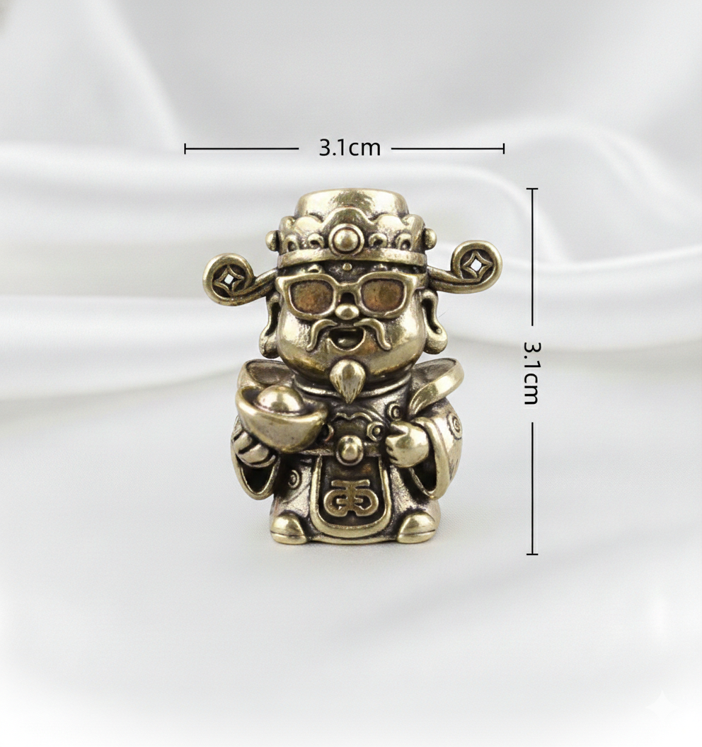 1 Pc Brass God of Wealth Statue – Lucky Money God Figurine, Retro Desktop Decor for Home Office, Feng Shui Wealth Symbol, Gift for Men