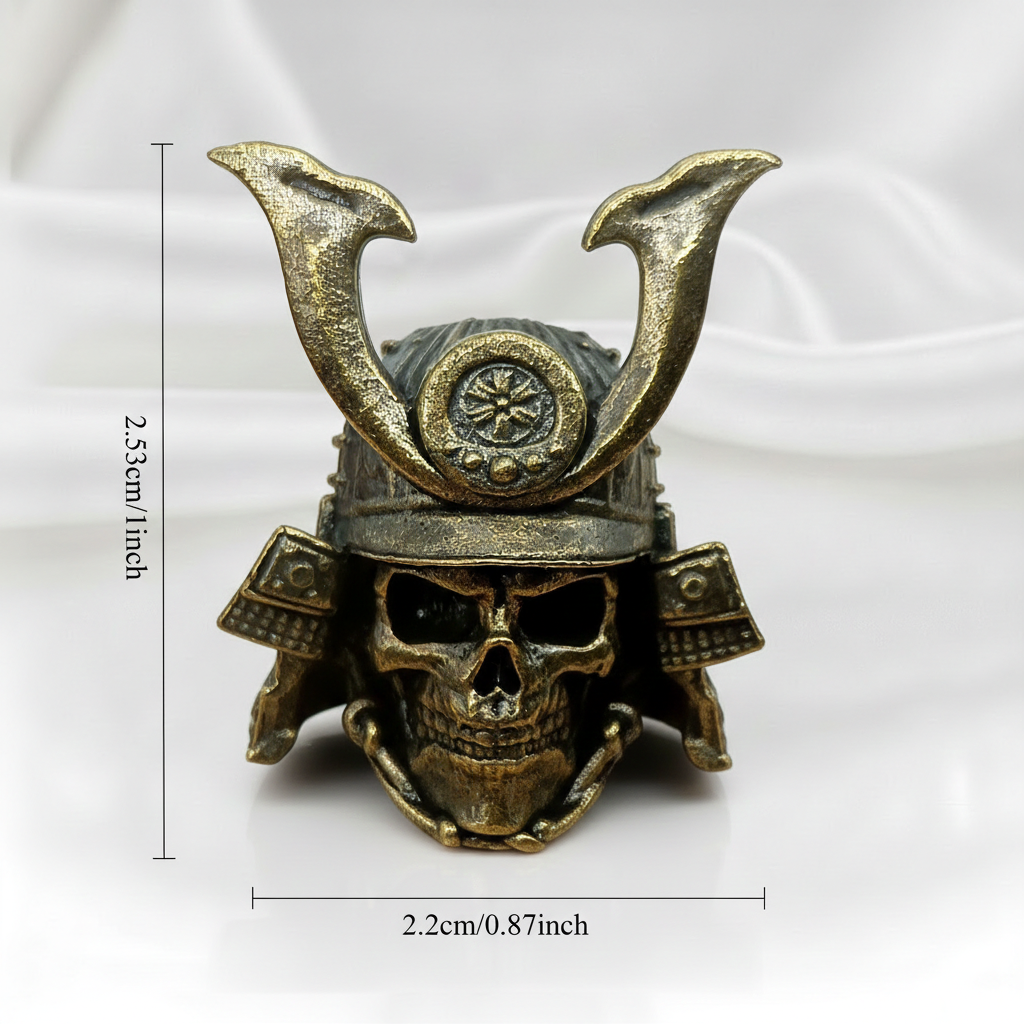 1PC Brass Skeleton Helmet Warrior Knife Bead – Outdoor EDC Lanyard Pendant for Backpack, Bracelet, Necklace, Keychain & DIY Accessories