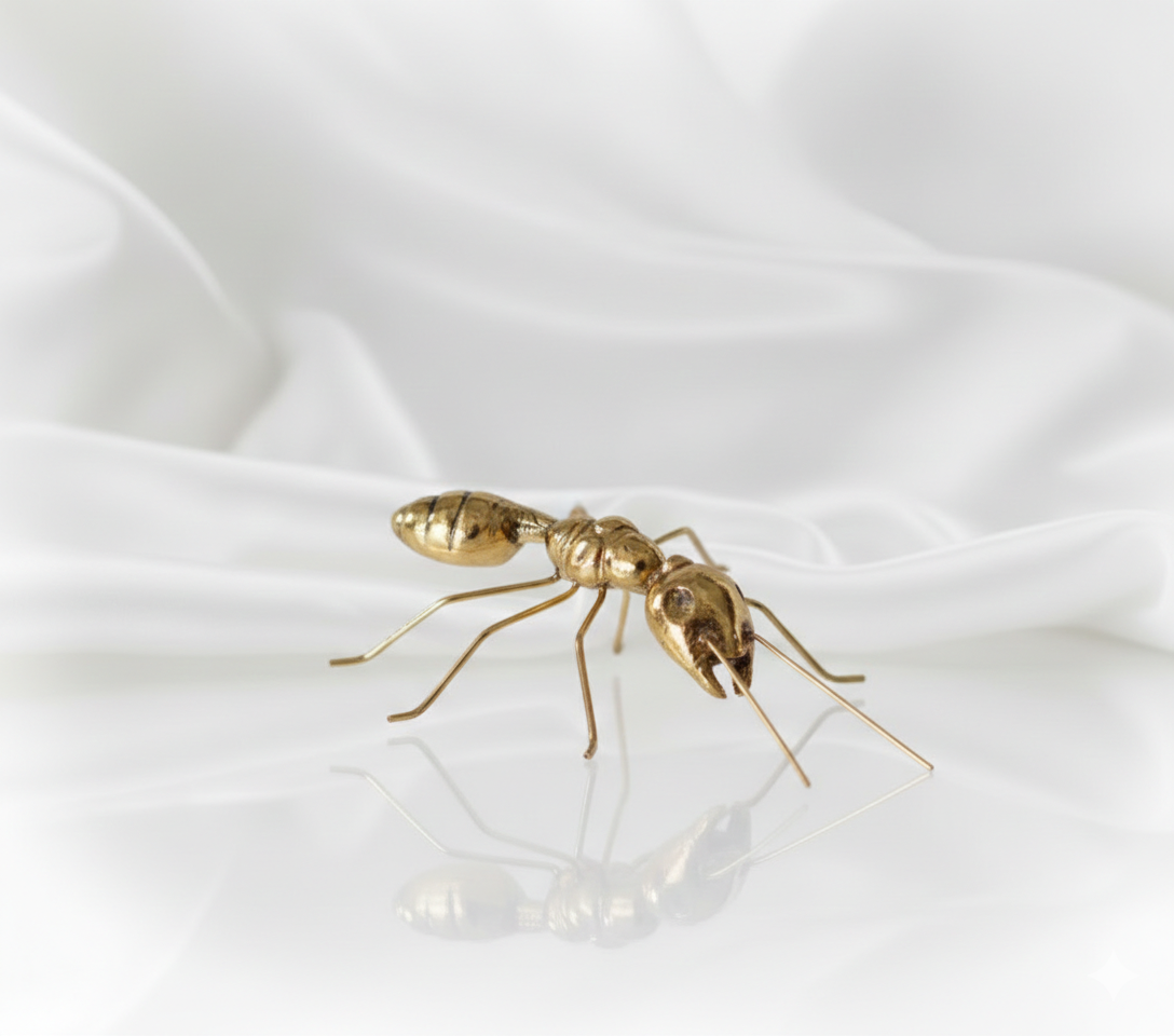 1 PC Golden Ant Metal Ornament – Small Zinc Alloy Handicraft Sculpture for Home Art Décor, Wedding & Christmas Gift
