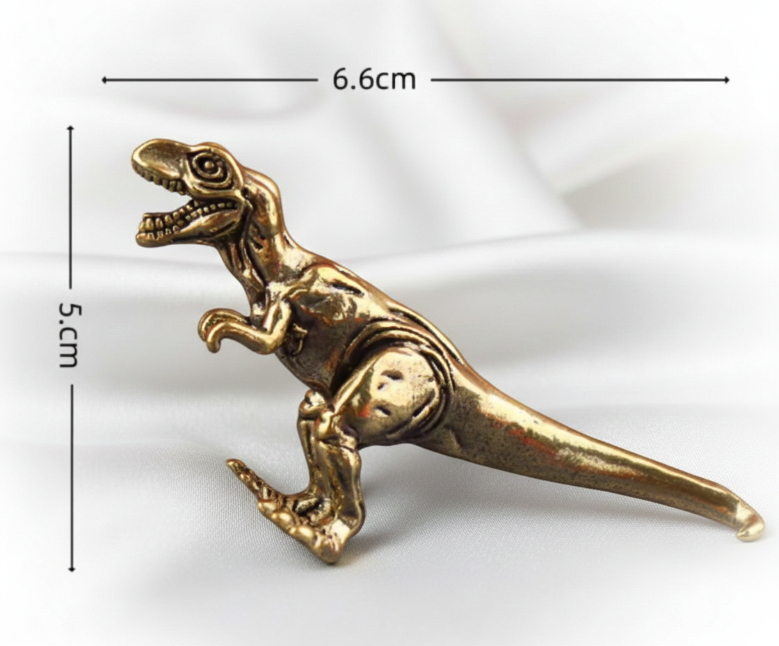 1 pc Handcrafted Brass Tyrannosaurus Rex Statue – Mini T-Rex Dinosaur Sculpture for Office Desk Décor, Tea Pet Ornament, Collectible Gift