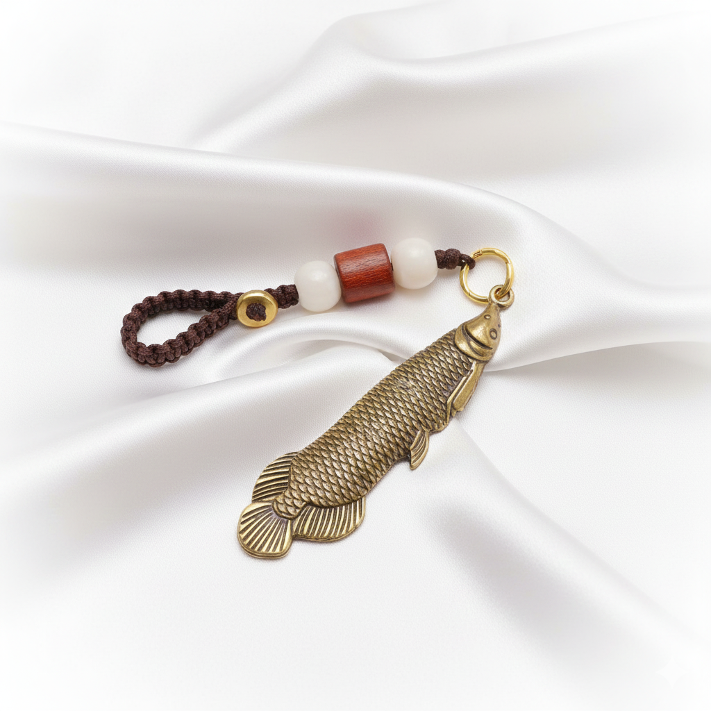 1 pc Retro Brass Fish Charm Pendant – Mini Dragon Fish Keychain, DIY Jewelry Ornament, Lucky Craft Souvenir Gift