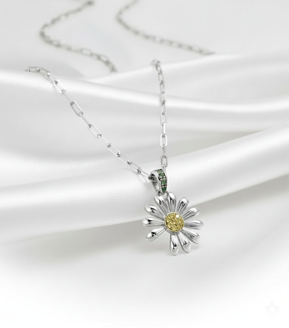 G-DRAGON Inspired Daisy Necklace | K-Pop VIP Idol Style Collarbone Chain | Luxury Floral Pendant Jewelry for Fans & Gifts