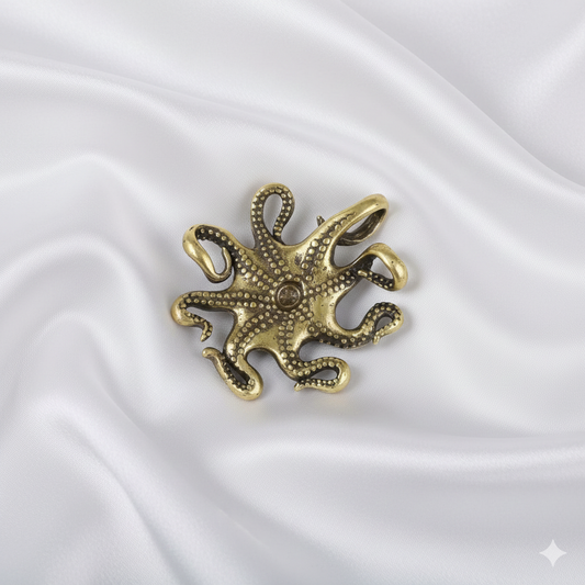 Mini Brass Octopus Figurine – Antique Copper Animal Sculpture | Creative Desk Ornament, Tea Pet & Home Décor Miniature