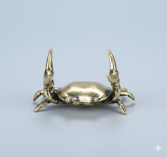 Pure Copper Lucky Crab Sculpture | Retro Bronze Tea Pet Ornament | Miniature Animal Figurine | Desktop Decoration Accessory
