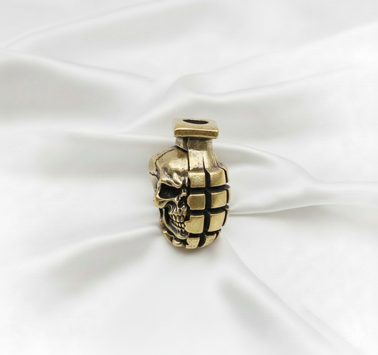 1 Pc Dual-Color Skull Grenade Brass Knife Bead – EDC Paracord Bracelet Lanyard Pendant | DIY Tactical Beads, Outdoor Gear & Fidget Accessory
