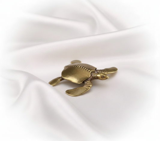 1 pc Ancient Turtle Brass Figurine – Cretaceous Marine Organism Copper Sculpture, Vintage Desk & Tea Pet Decoration, Retro Handcrafted Home Decor