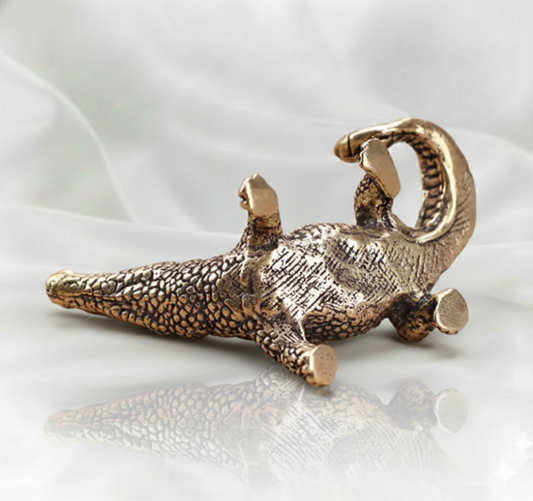 1 Pc Antique Bronze Crocodile Mini Figurine – Vintage Brass Alligator Statue Desk Ornament | Feng Shui Home Decor Collectible Craft