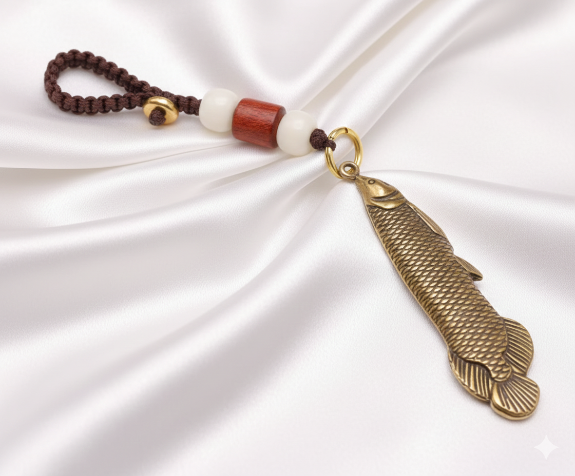 1 pc Retro Brass Fish Charm Pendant – Mini Dragon Fish Keychain, DIY Jewelry Ornament, Lucky Craft Souvenir Gift