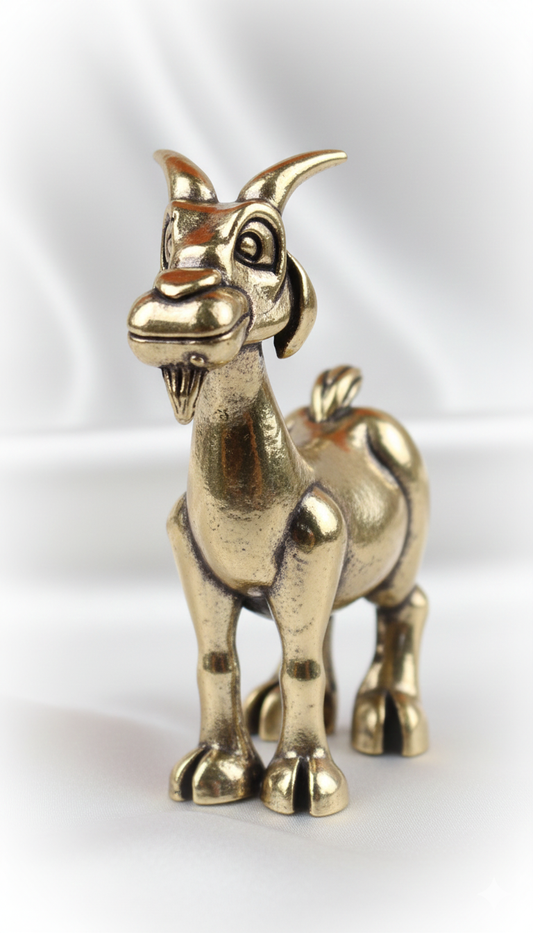 1 pc Vintage Brass Goat Mini Statue – Retro Animal Sculpture, Solid Brass Collector Figurine for Home & Office Décor, Unique Ornamental Gift
