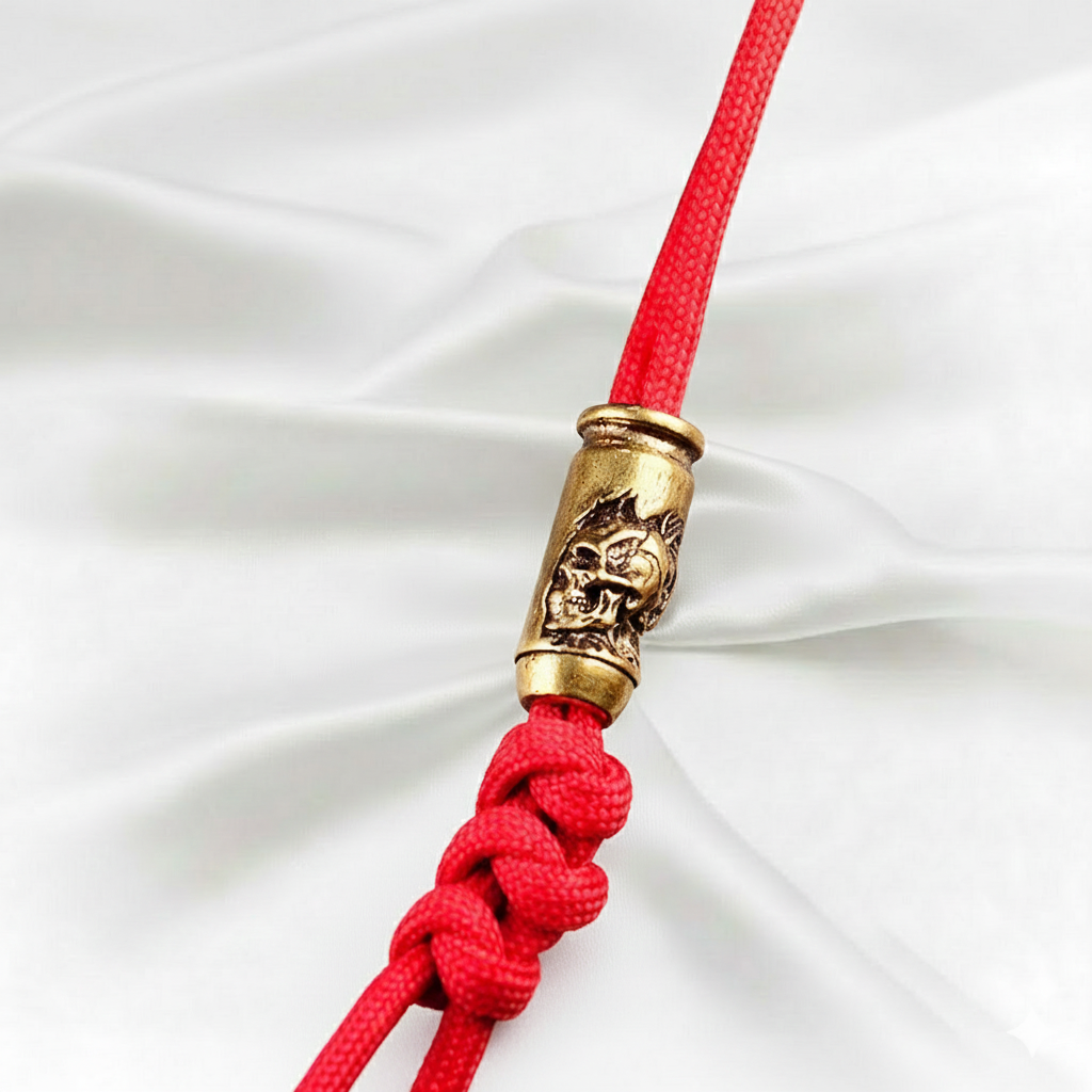 1 Pc Skull Cross Bullet Knife Drop Brass Bead – EDC Paracord Bracelet Lanyard Pendant | DIY Knife Beads, Fidget & Tactical Accessories