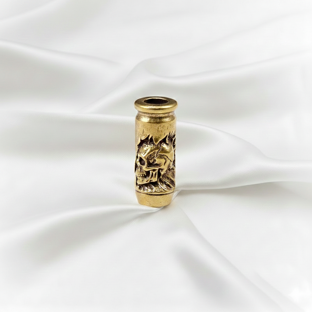 1 Pc Skull Cross Bullet Knife Drop Brass Bead – EDC Paracord Bracelet Lanyard Pendant | DIY Knife Beads, Fidget & Tactical Accessories