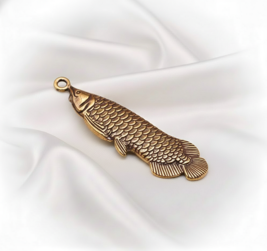 1 pc Retro Brass Fish Charm Pendant – Mini Dragon Fish Keychain, DIY Jewelry Ornament, Lucky Craft Souvenir Gift