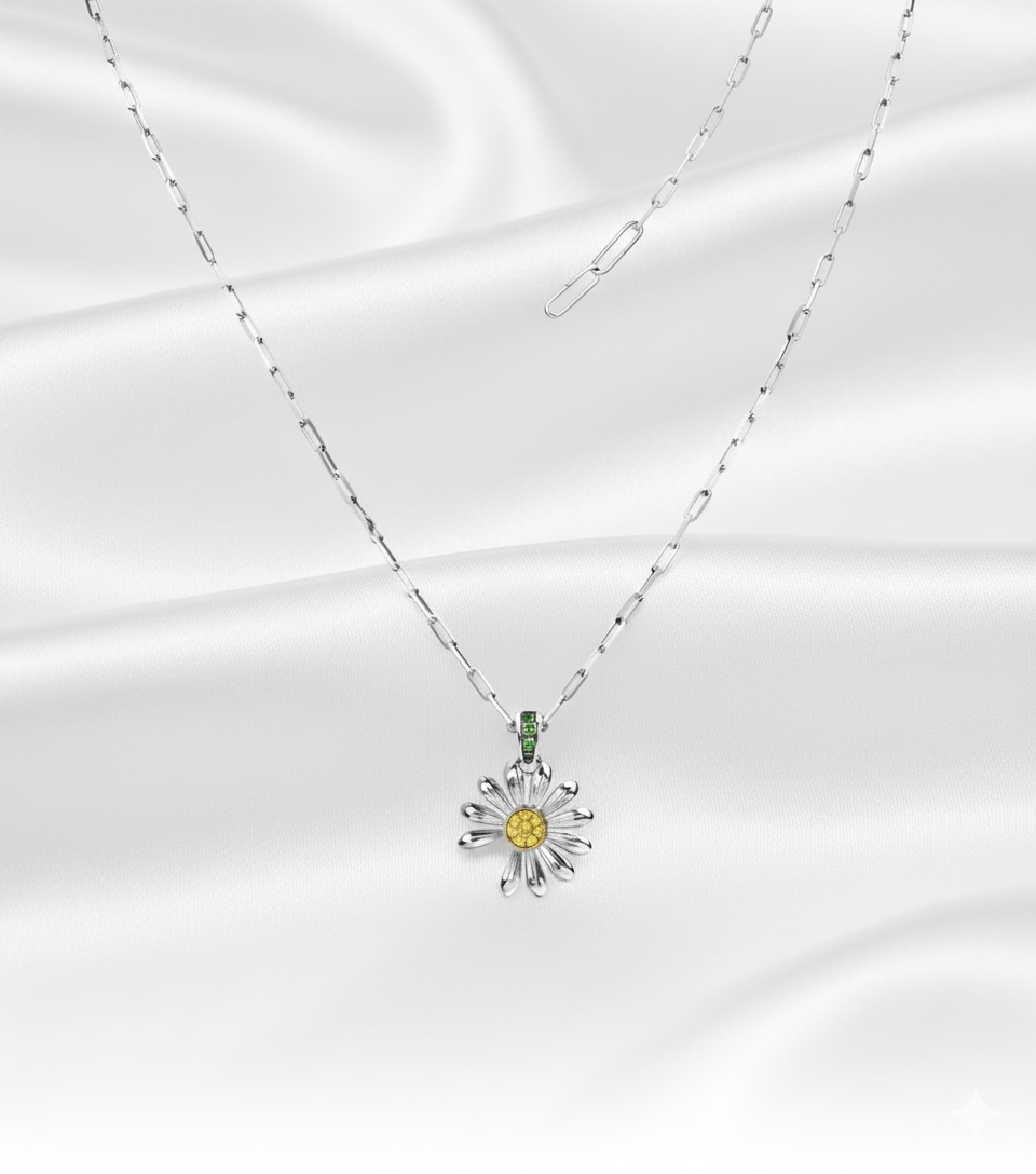 G-DRAGON Inspired Daisy Necklace | K-Pop VIP Idol Style Collarbone Chain | Luxury Floral Pendant Jewelry for Fans & Gifts