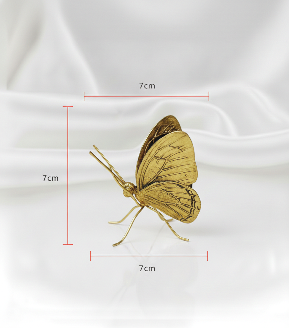 1 PC Golden Butterfly  Metal Ornament – Small Zinc Alloy Handicraft Sculpture for Home Art Décor, Wedding & Christmas Gift