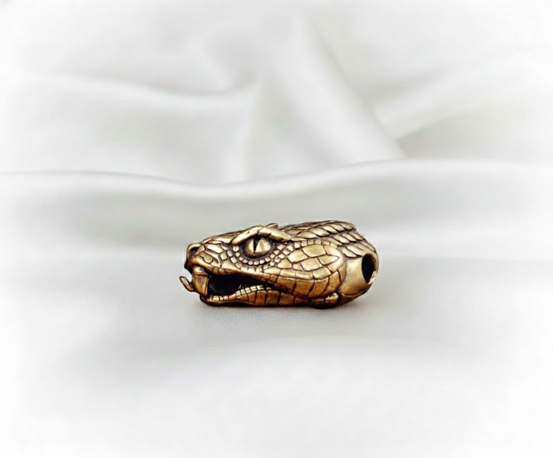 1 pc Snake Head Brass Buckle EDC Paracord Pendant – Outdoor DIY Woven Rope Accessory, Adult Fidget Decompression Toy, Tactical EDC Gear