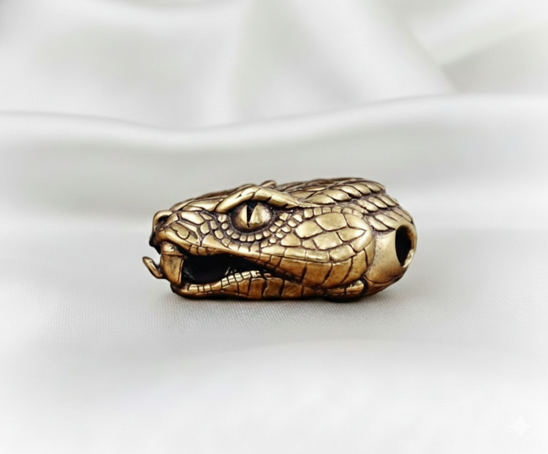 1 pc Snake Head Brass Buckle EDC Paracord Pendant – Outdoor DIY Woven Rope Accessory, Adult Fidget Decompression Toy, Tactical EDC Gear