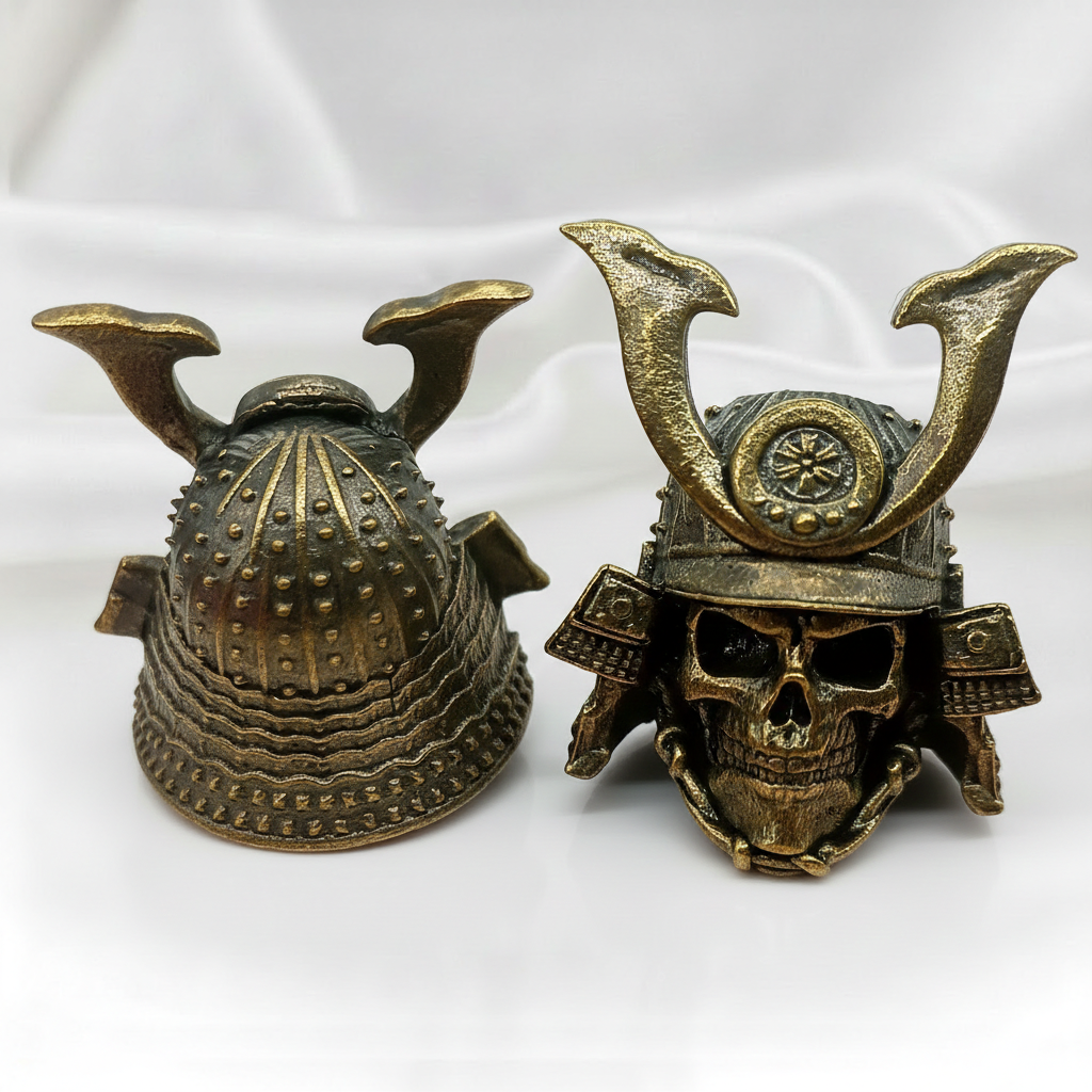 1PC Brass Skeleton Helmet Warrior Knife Bead – Outdoor EDC Lanyard Pendant for Backpack, Bracelet, Necklace, Keychain & DIY Accessories