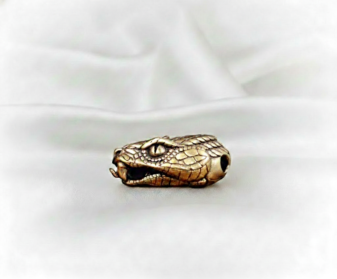 1 pc Snake Head Brass Buckle EDC Paracord Pendant – Outdoor DIY Woven Rope Accessory, Adult Fidget Decompression Toy, Tactical EDC Gear