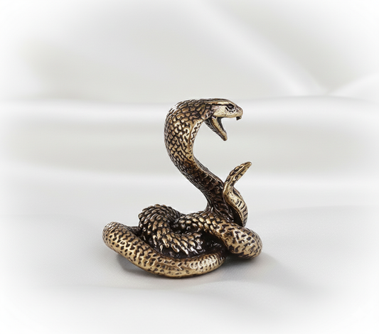 Handmade Pure Copper Brass Mini Snake Figurine – Antique Bronze Desktop Decor Ornament Miniature Statue