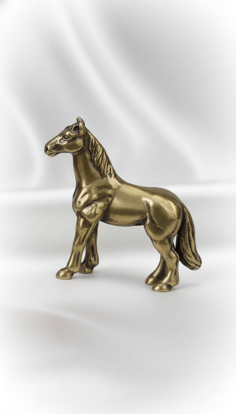 1 pc  Antique Brass War Horse Desk Decoration | Chinese Zodiac 2026 Mascot Copper Figurine New Year Gift