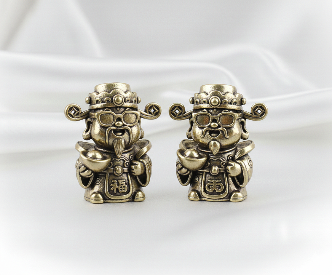 1 Pc Brass God of Wealth Statue – Lucky Money God Figurine, Retro Desktop Decor for Home Office, Feng Shui Wealth Symbol, Gift for Men