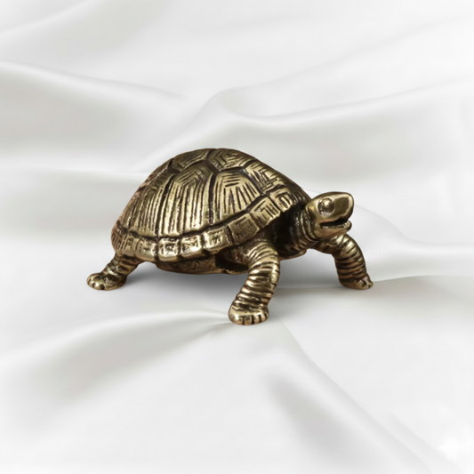 1 pc Antique Solid Copper Turtle Brass Ornament – Wealth, Safety & Longevity Symbol | Marine Animal Metal Figurine | Feng Shui Desk Décor & Collectible Gift
