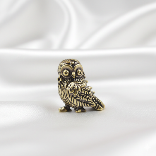 Mini Brass Owl Figurine – Cute Pocket-Sized Owl Statue for Desk, Shelf & Office Décor, Perfect Gift for Owl Lovers
