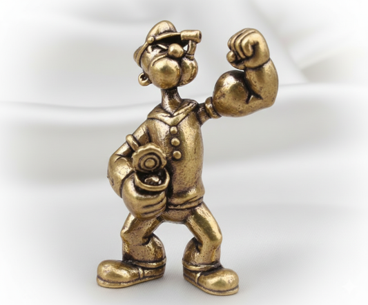 1 pc Handcrafted Brass Popeye The Sailor Man Figurine – Vintage Cartoon Character Statue for Home & Office Desk Décor, Tea Table & Car Ornament