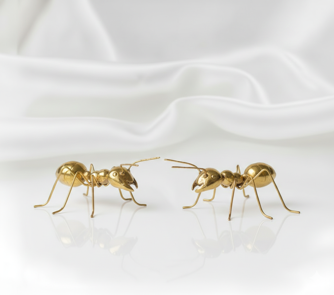 1 PC Golden Ant Metal Ornament – Small Zinc Alloy Handicraft Sculpture for Home Art Décor, Wedding & Christmas Gift