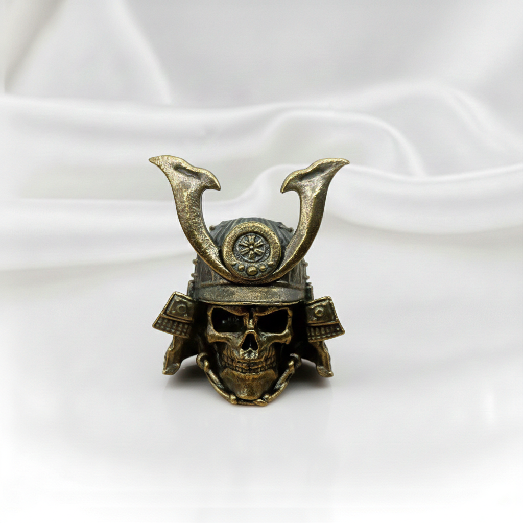 1PC Brass Skeleton Helmet Warrior Knife Bead – Outdoor EDC Lanyard Pendant for Backpack, Bracelet, Necklace, Keychain & DIY Accessories