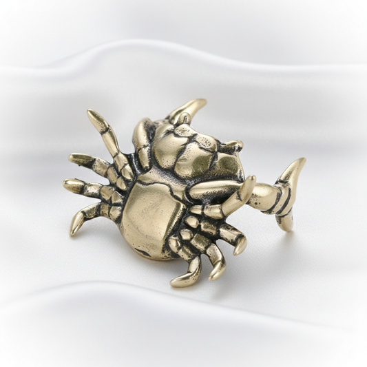 Pure Copper Lucky Crab Sculpture | Retro Bronze Tea Pet Ornament | Miniature Animal Figurine | Desktop Decoration Accessory