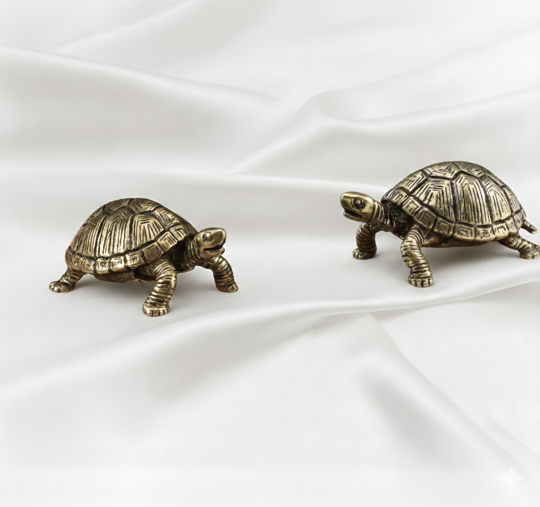 1 pc Antique Solid Copper Turtle Brass Ornament – Wealth, Safety & Longevity Symbol | Marine Animal Metal Figurine | Feng Shui Desk Décor & Collectible Gift